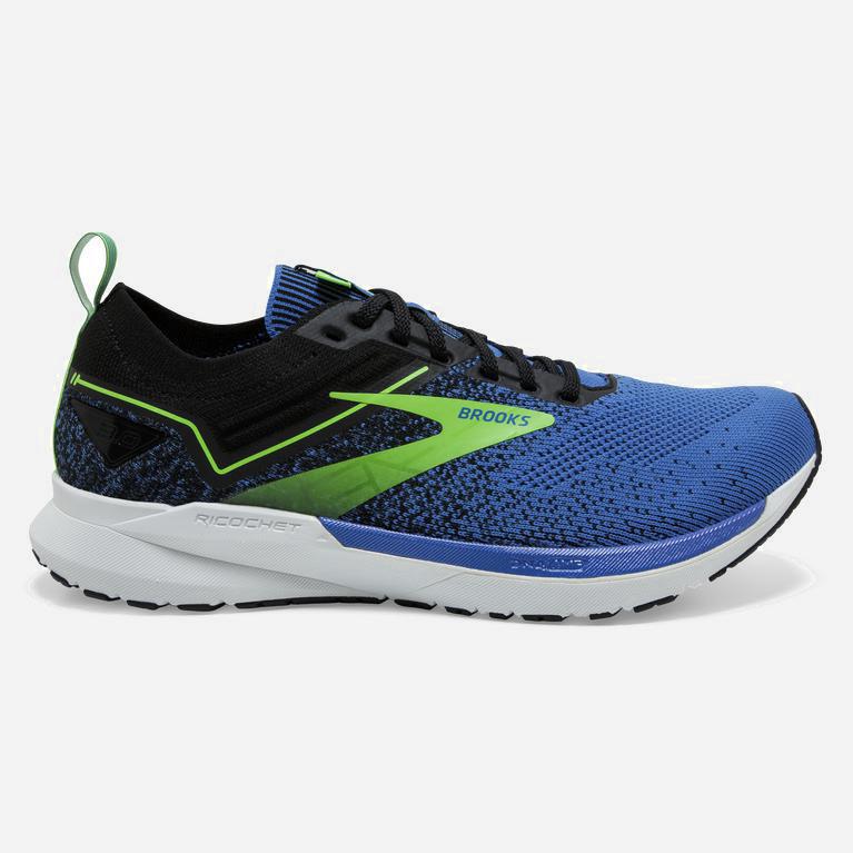 Brooks Ricochet 3 Mens Lightweight Road Running Shoes - India Ink/Blue/Green Gecko - Philippines (09